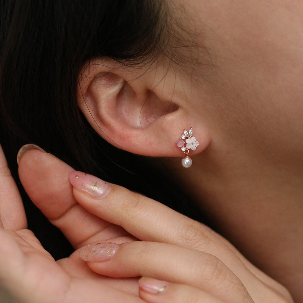 Lily rose quartz dangle earrings