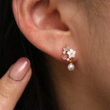 Lily rose quartz dangle earrings