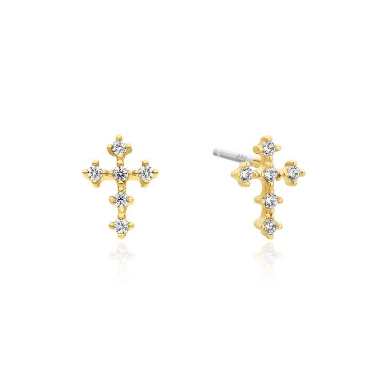 Cubic cross earrings