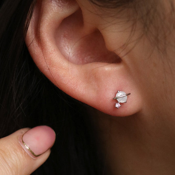 Saturn cubic stud earrings