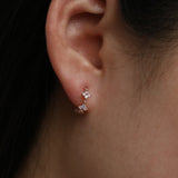 Moonstone clover semi-hoop earrings