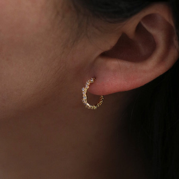 Pastel cubic semi-hoop earrings
