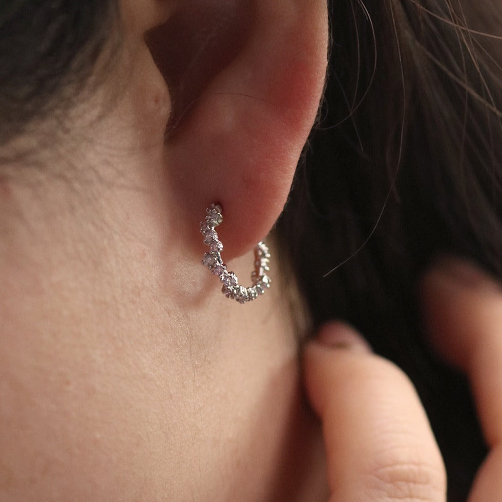 Pastel cubic semi-hoop earrings