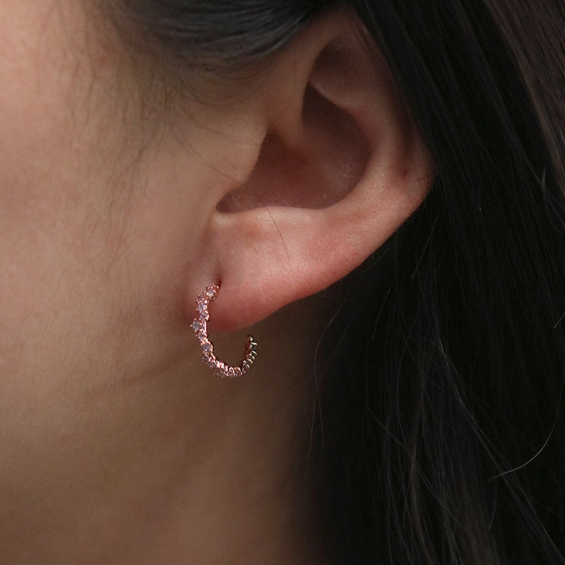 Pastel cubic semi-hoop earrings