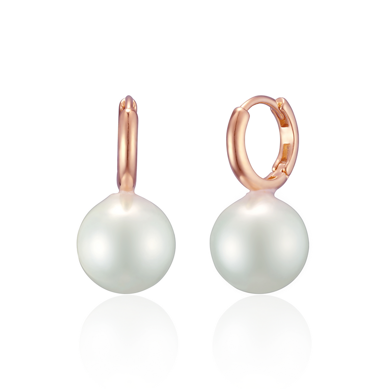 Pearl drop huggie earrings
