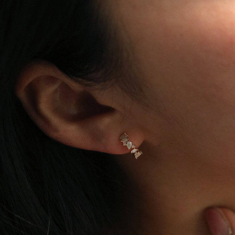Moonstone semi-hoop earrings