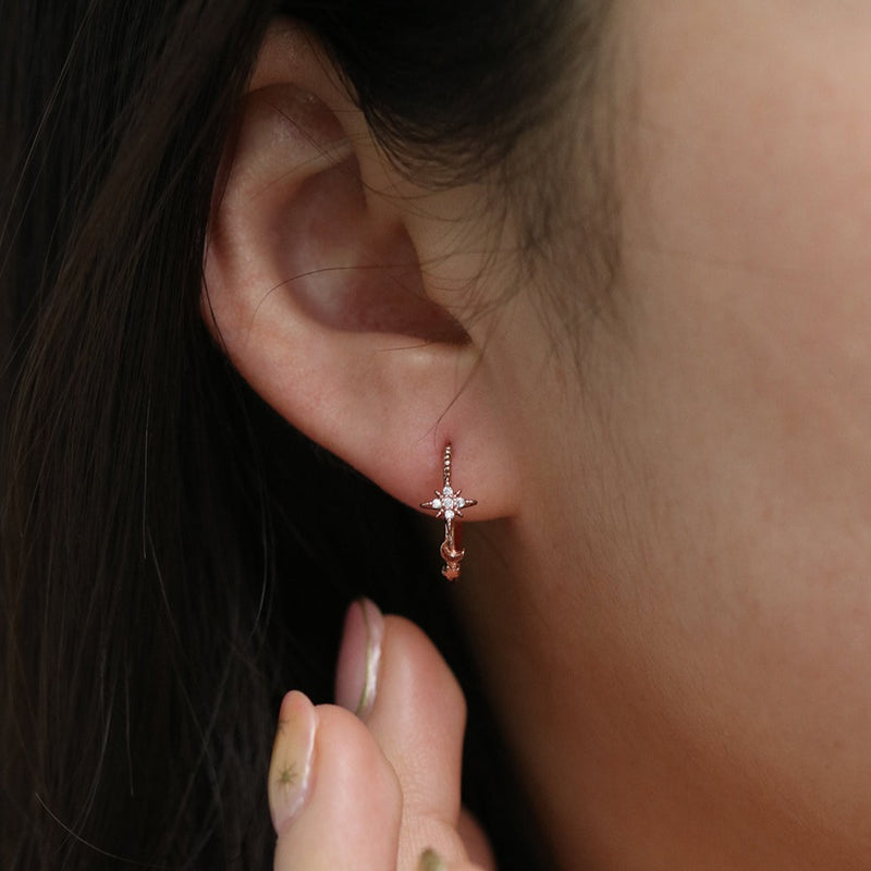 Moon and star semi-hoop earrings