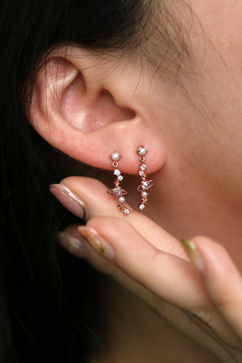 Milky way pearl dangle earrings