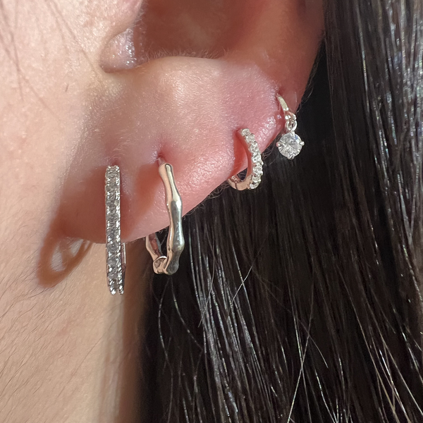 Oval hoop huggie earrings