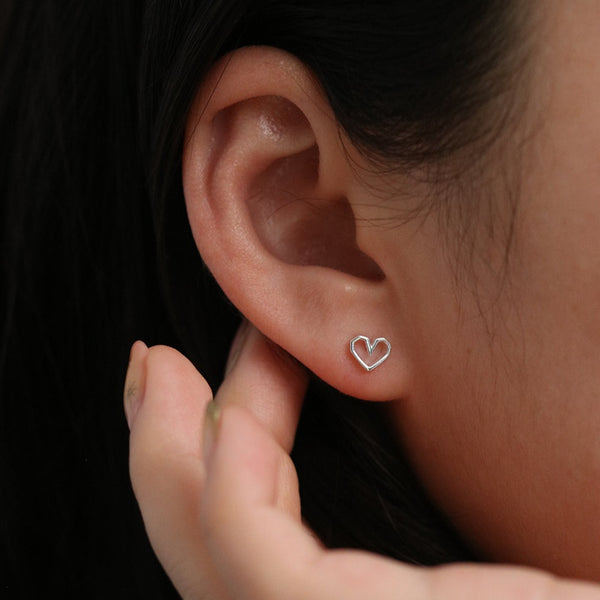 Angled heart stud earrings
