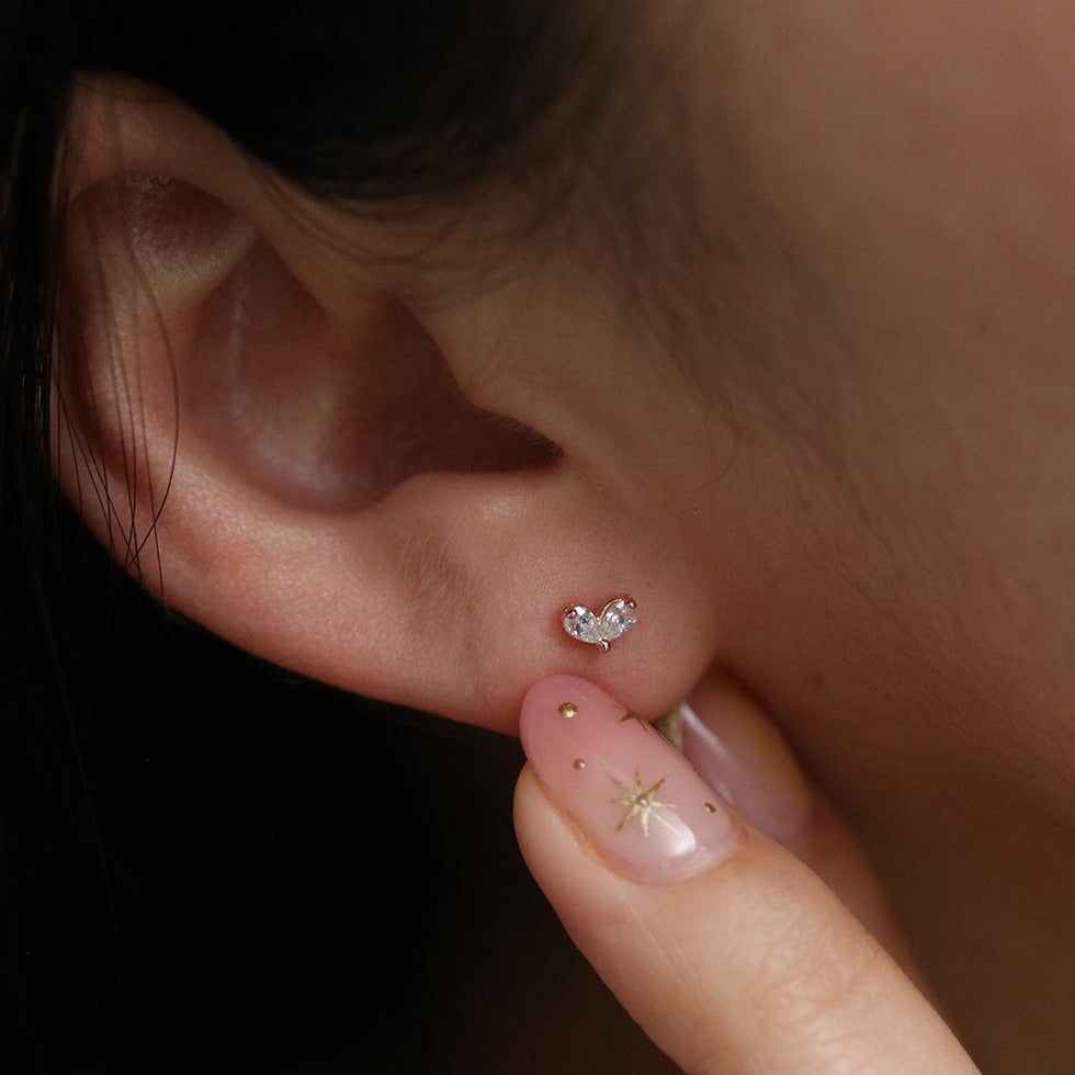 Tiny leaf stud earrings