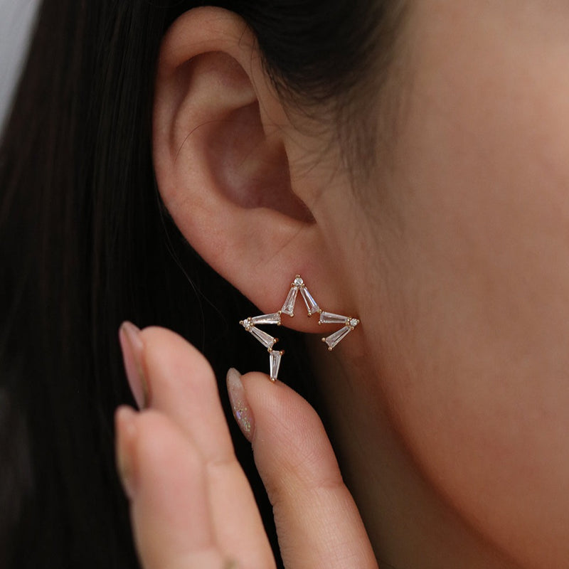 Angled star climber earrings