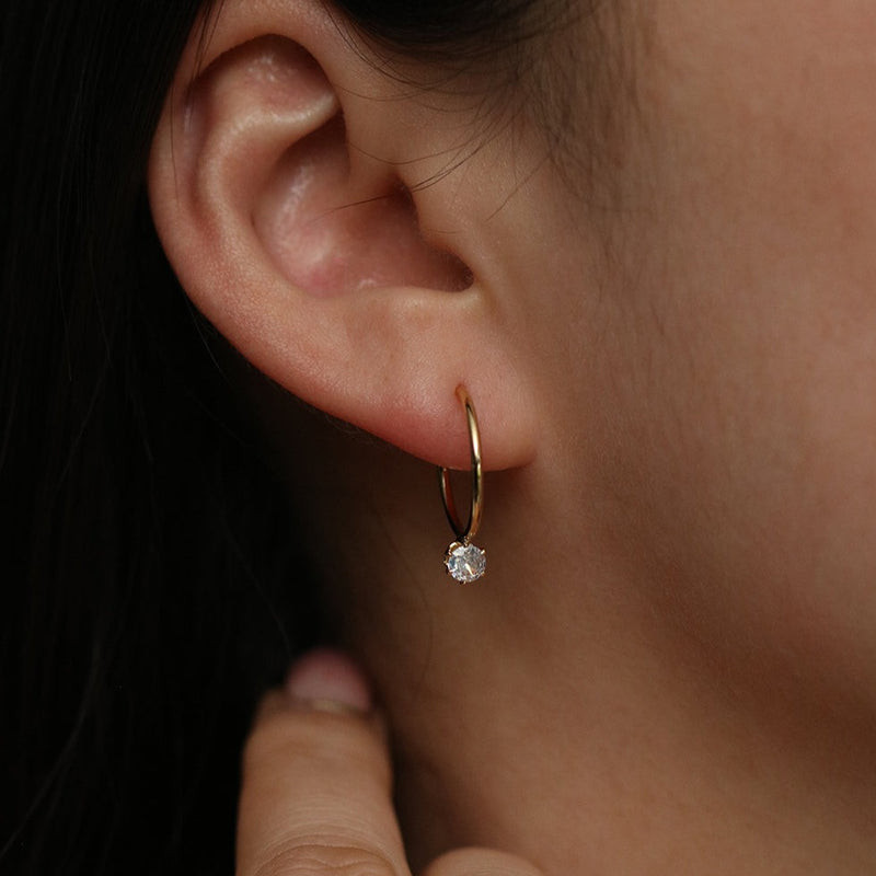 Cubic dangled semi-hoop earrings