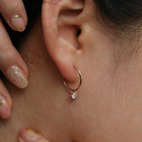 Cubic dangled semi-hoop earrings