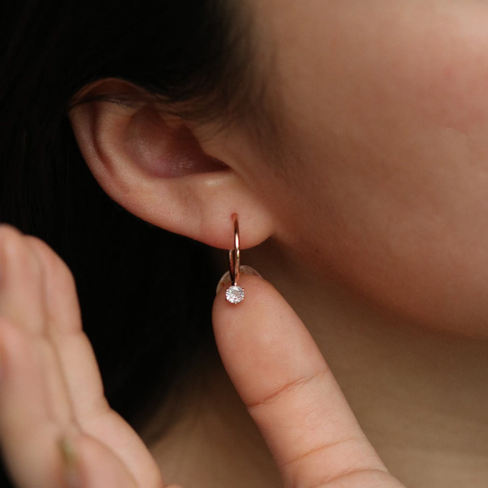 Cubic dangled semi-hoop earrings