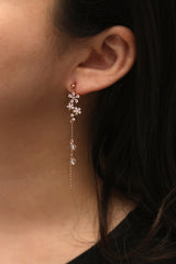 Flower dew dangle earrings