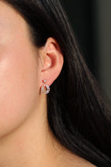 Pink flower dangle earrings