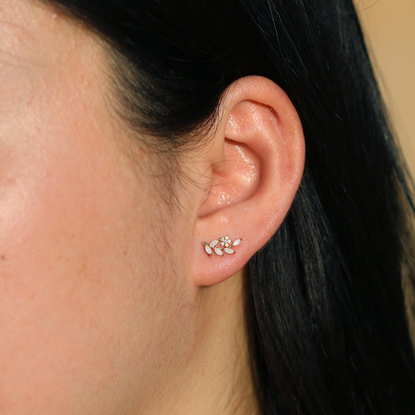 Moonstone flower branch earrings