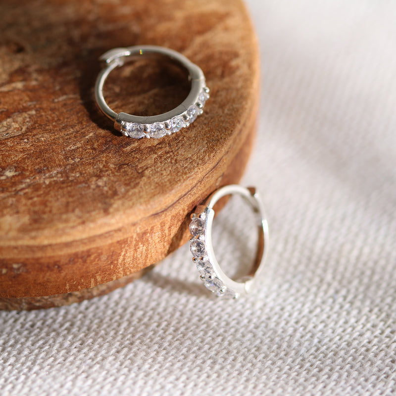Pave huggie earrings