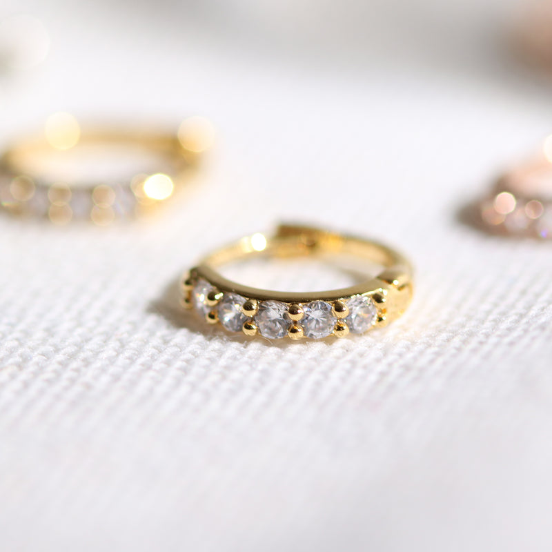 Pave huggie earrings