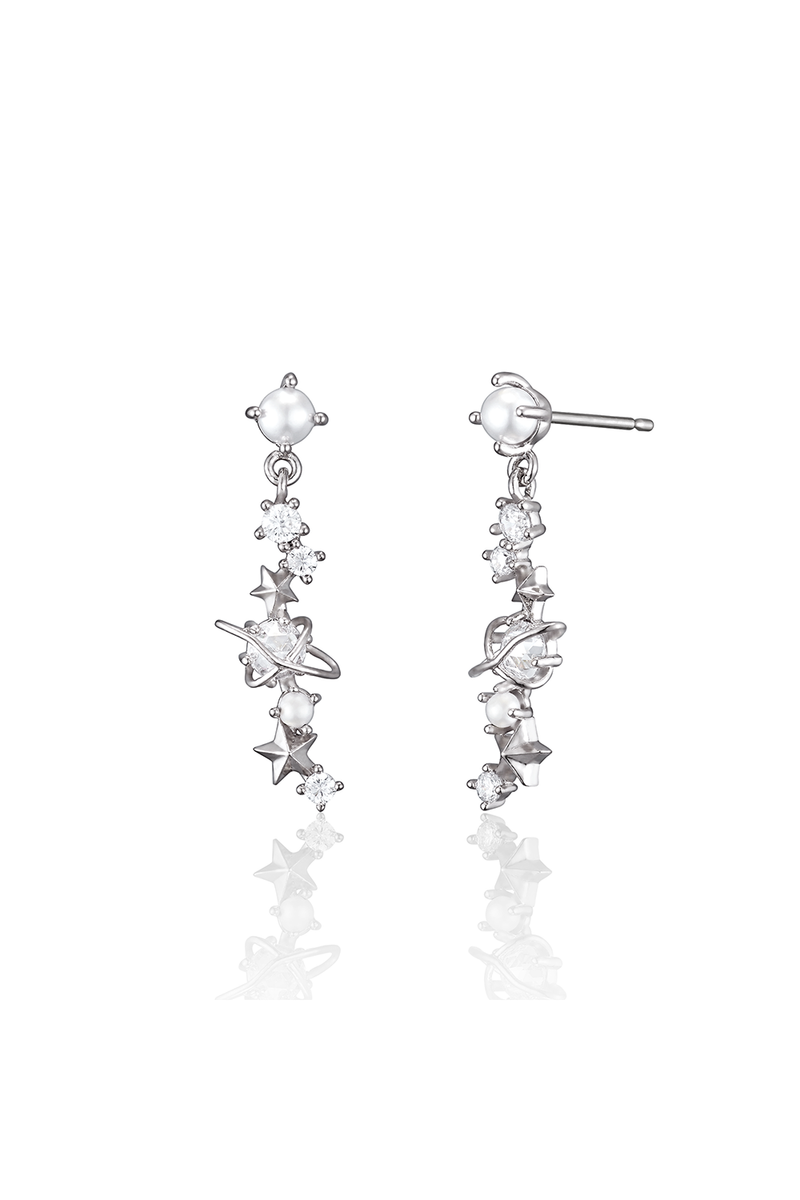 Milky way pearl dangle earrings