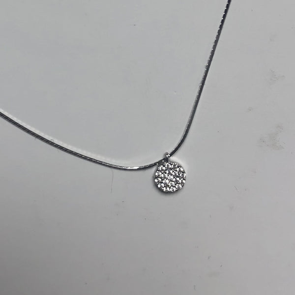 Circle pendant silk necklace