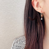 Double cubic dangle huggie earrings