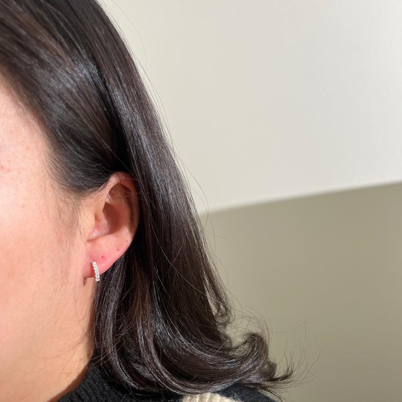 Pave huggie earrings